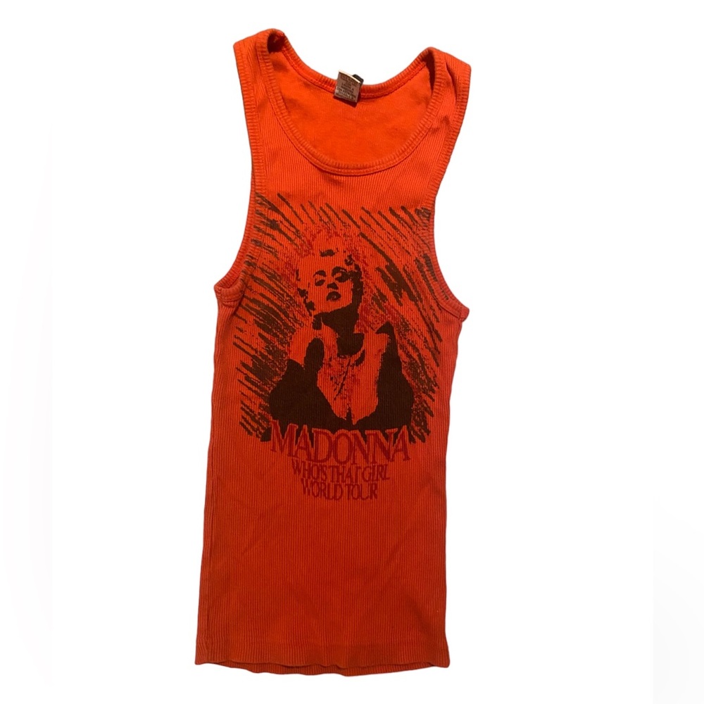 Vintage Orange Madonna world tour graphic tank top